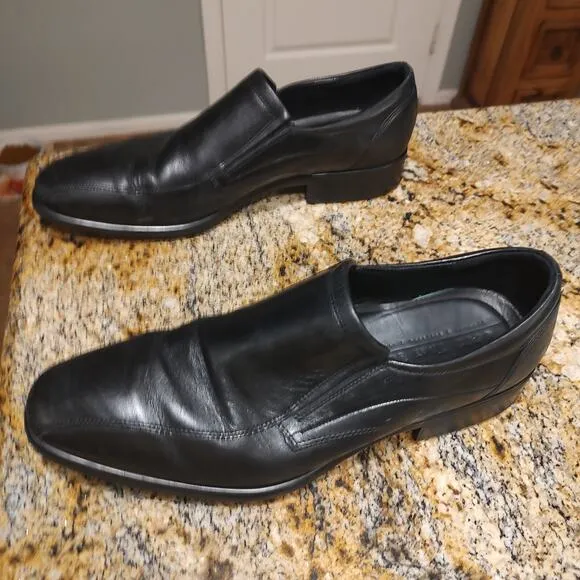 Ecco Men's Tray Tech Slip On Dress Shoes Black Leather Shoes Size US 12-12.5
