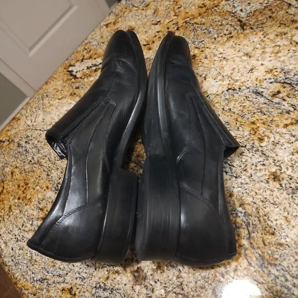 Ecco Men's Tray Tech Slip On Dress Shoes Black Leather Shoes Size US 12-12.5