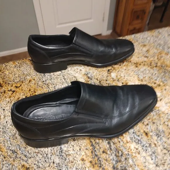 Ecco Men's Tray Tech Slip On Dress Shoes Black Leather Shoes Size US 12-12.5