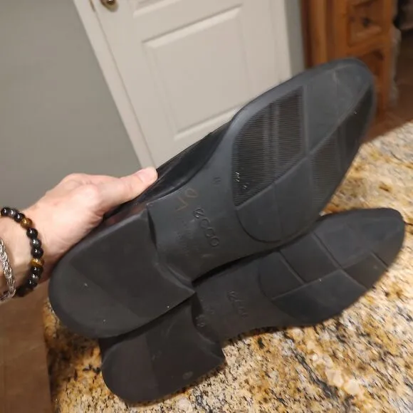 Ecco Men's Tray Tech Slip On Dress Shoes Black Leather Shoes Size US 12-12.5