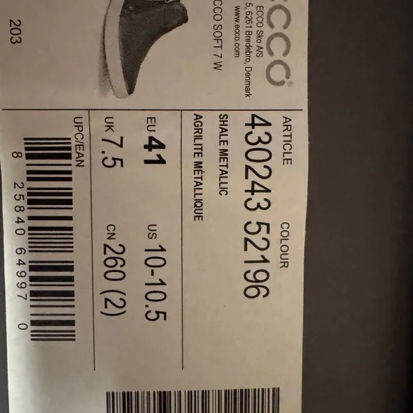 ECCO New in Box Women’s Shale Metallic Ankle Soft 7 Booties size 10 41