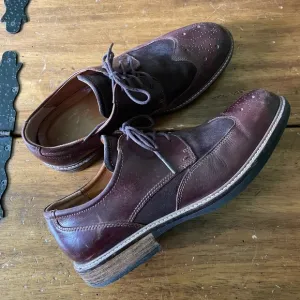 Ecco Oxford 43 US 10 Dress Casual Shoes Brown Suede Leather Brouge Wingtip