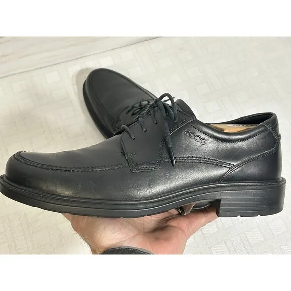 ECCO Shoes Men's Black Leather Oxfords Lace Up Size 43 US 9-9.5 Dress Casual