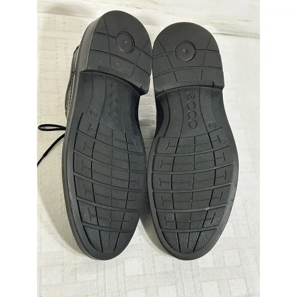 ECCO Shoes Men's Black Leather Oxfords Lace Up Size 43 US 9-9.5 Dress Casual