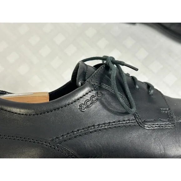 ECCO Shoes Men's Black Leather Oxfords Lace Up Size 43 US 9-9.5 Dress Casual