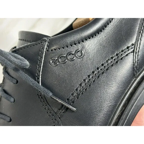 ECCO Shoes Men's Black Leather Oxfords Lace Up Size 43 US 9-9.5 Dress Casual