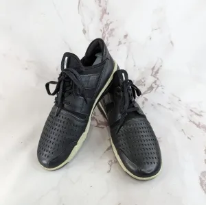 Ecco Sneakers Womens Size 37 6.5 Intrinsic Black Leather Perf Lace Up Shoes