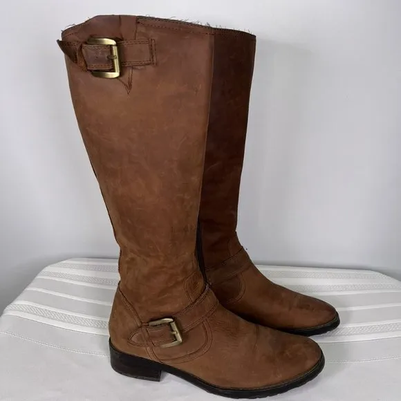 Eddie Bauer Suede Leather Brown Western Boho Southwestern Riding Boots 8.5