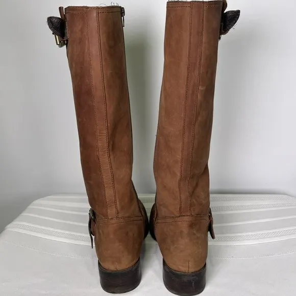 Eddie Bauer Suede Leather Brown Western Boho Southwestern Riding Boots 8.5
