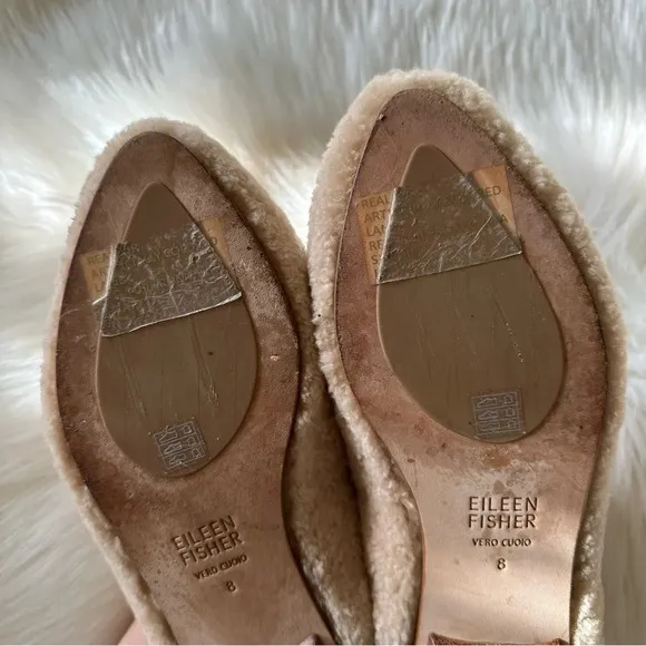 Eileen Fisher Genuine Shearling Fur Slippers Shoes Slip On Sz 38