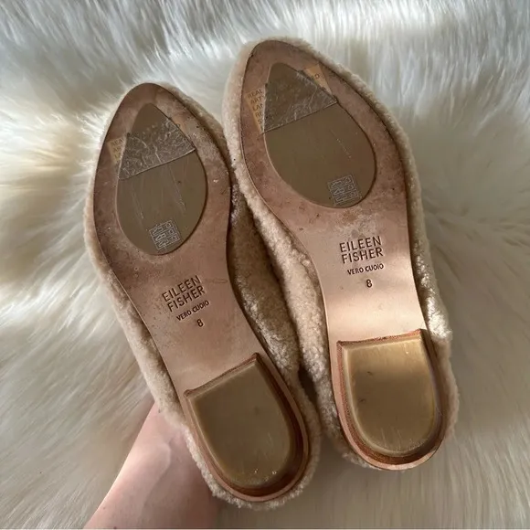 Eileen Fisher Genuine Shearling Fur Slippers Shoes Slip On Sz 38