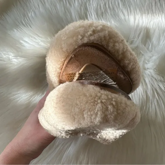 Eileen Fisher Genuine Shearling Fur Slippers Shoes Slip On Sz 38