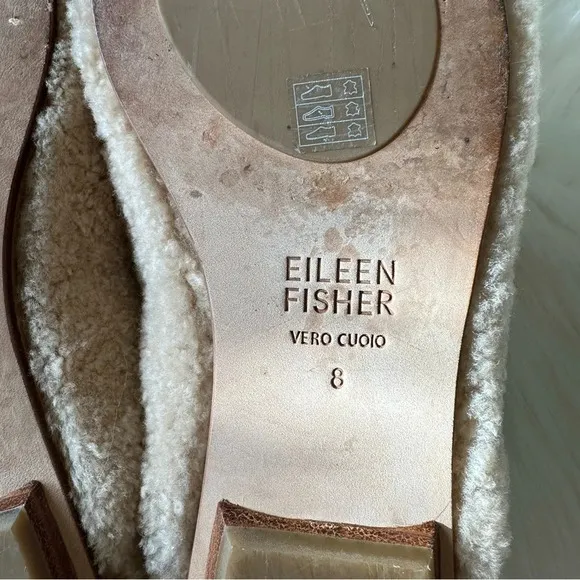 Eileen Fisher Genuine Shearling Fur Slippers Shoes Slip On Sz 38