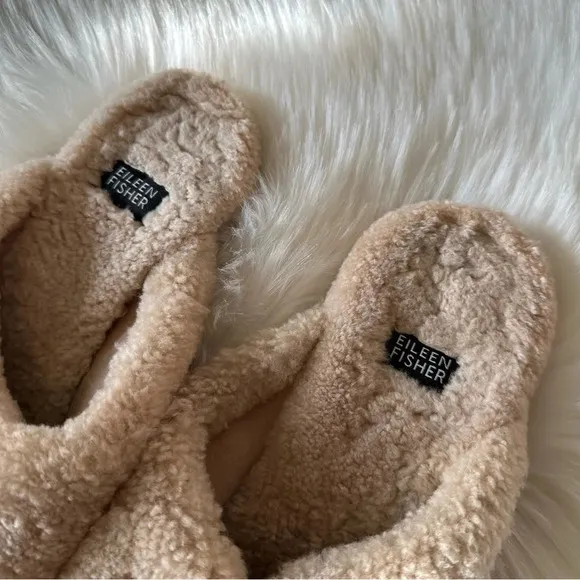 Eileen Fisher Genuine Shearling Fur Slippers Shoes Slip On Sz 38