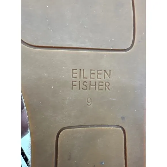 Eileen Fisher Lee black leather espadrille Size 9