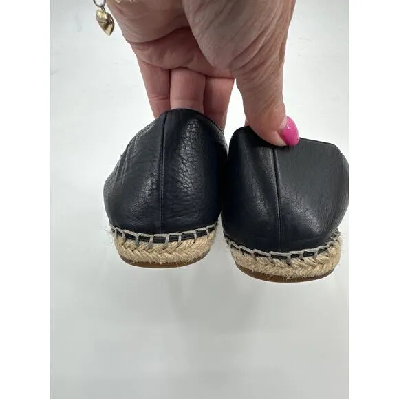 Eileen Fisher Lee black leather espadrille Size 9