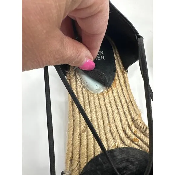 Eileen Fisher Lee black leather espadrille Size 9