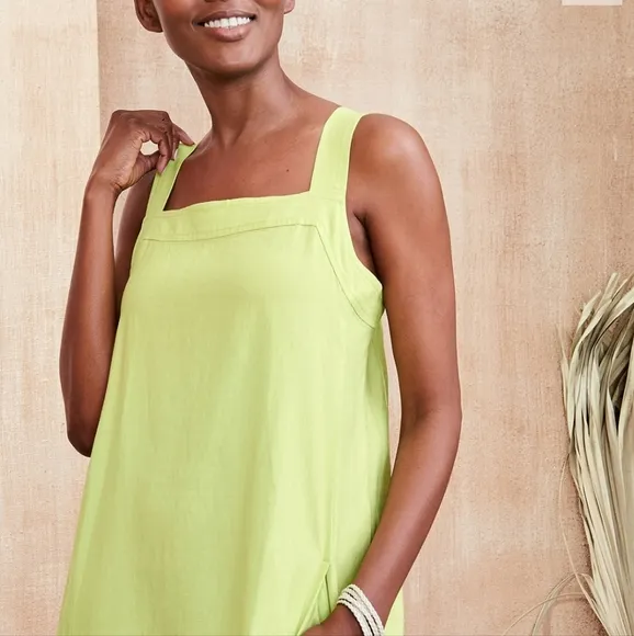 EILEEN FISHER Organic-Linen Square-Neck Dress