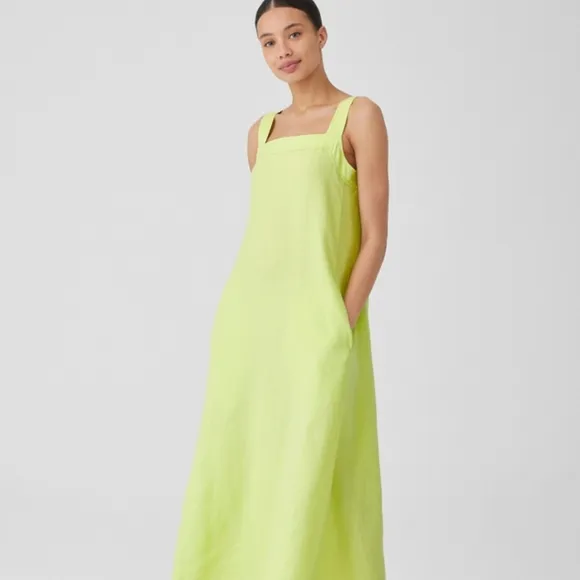 EILEEN FISHER Organic-Linen Square-Neck Dress