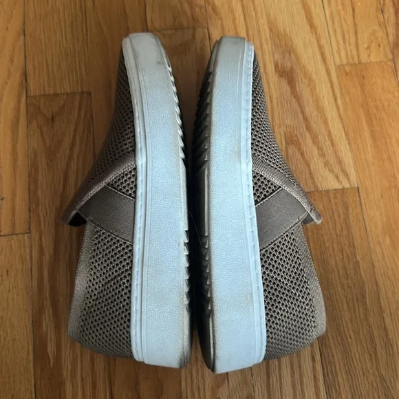 Eileen Fisher slip on sneakers brown and white sneakers, great cond pre owned