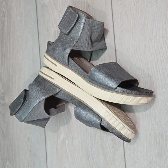 Eileen Fisher Women Ankle Leather Wedge Sandals shoes sz 6