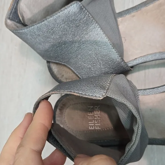 Eileen Fisher Women Ankle Leather Wedge Sandals shoes sz 6