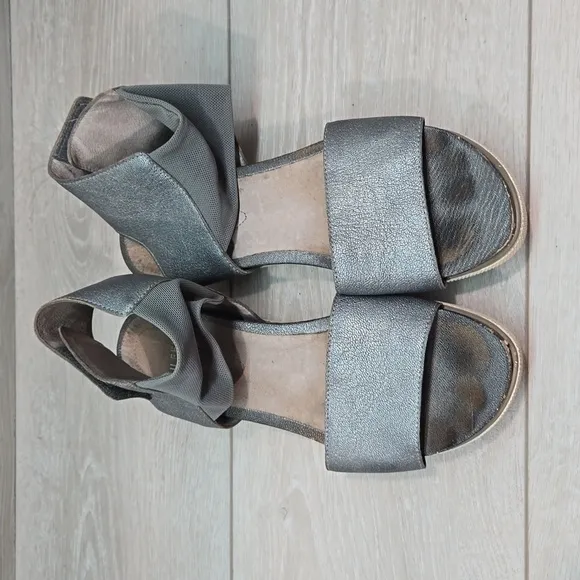 Eileen Fisher Women Ankle Leather Wedge Sandals shoes sz 6