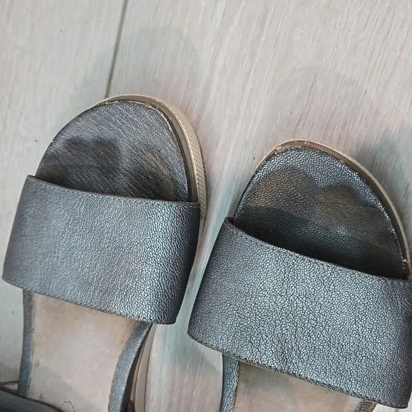 Eileen Fisher Women Ankle Leather Wedge Sandals shoes sz 6