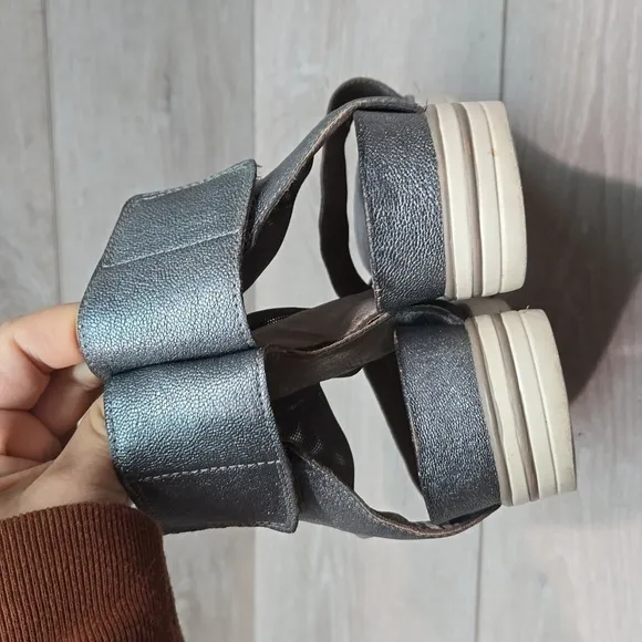 Eileen Fisher Women Ankle Leather Wedge Sandals shoes sz 6