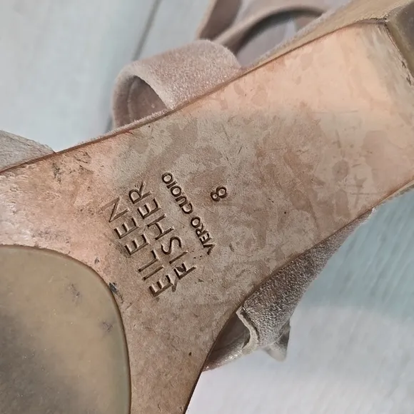 Eileen Fisher Women Patsy Metallic Leather Heels Sandals sz 8 shoes