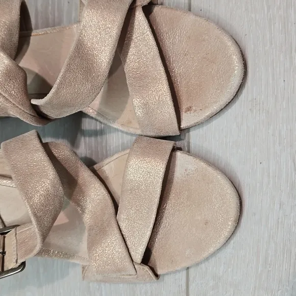 Eileen Fisher Women Patsy Metallic Leather Heels Sandals sz 8 shoes