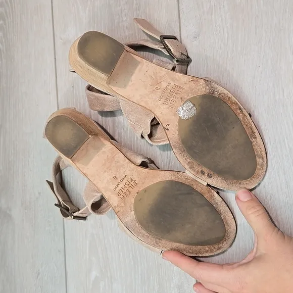Eileen Fisher Women Patsy Metallic Leather Heels Sandals sz 8 shoes