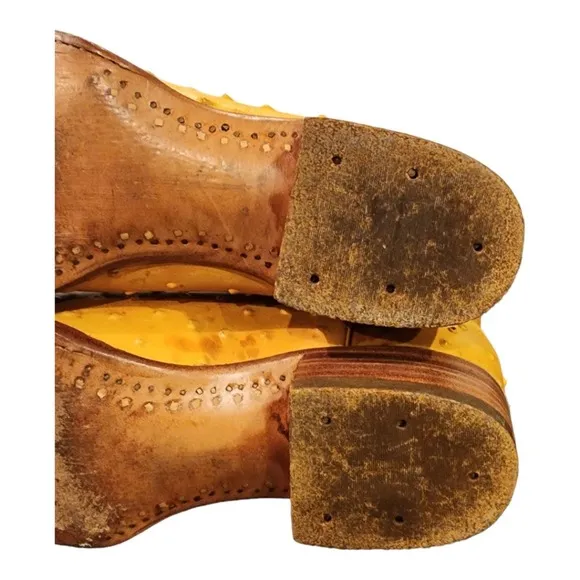 EL TEJANO Men's Ostrich embossed leather Cowboy boots SIZE 9D