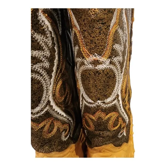 EL TEJANO Men's Ostrich embossed leather Cowboy boots SIZE 9D