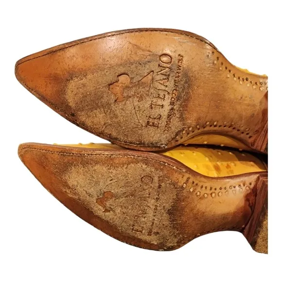 EL TEJANO Men's Ostrich embossed leather Cowboy boots SIZE 9D