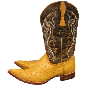 EL TEJANO Men's Ostrich embossed leather Cowboy boots SIZE 9D