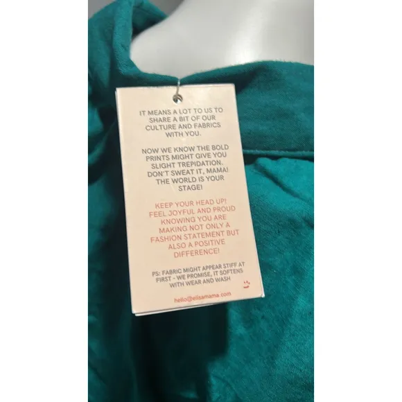 Elisamama Asake Green floral Cotton Shirtdress Size Small NWT