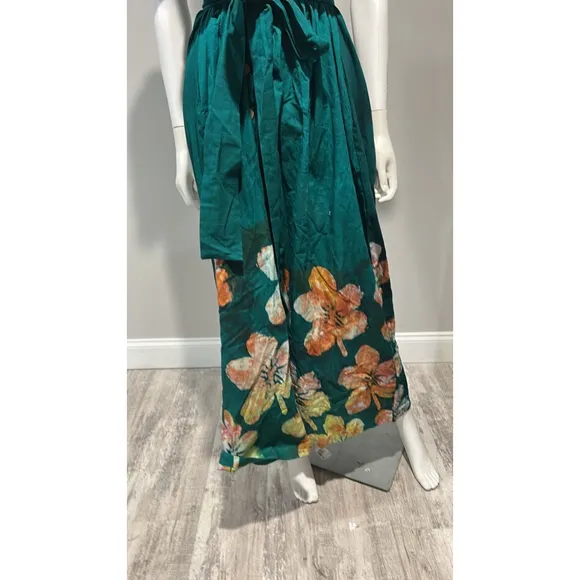 Elisamama Asake Green floral Cotton Shirtdress Size Small NWT
