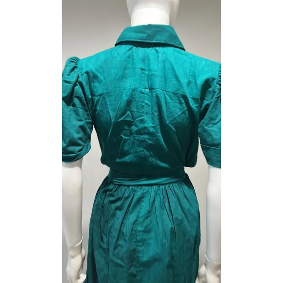 Elisamama Asake Green floral Cotton Shirtdress Size Small NWT