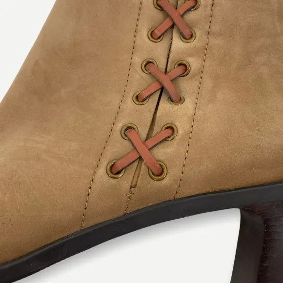 Etienne Aigner Tan Suede Side Lace Ankle Booties