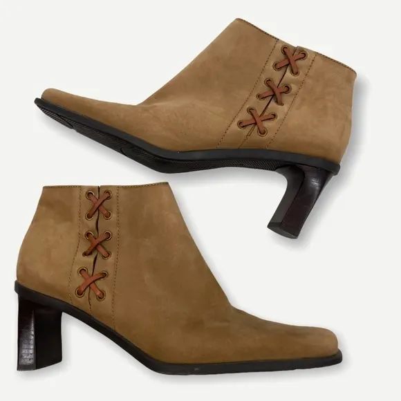 Etienne Aigner Tan Suede Side Lace Ankle Booties