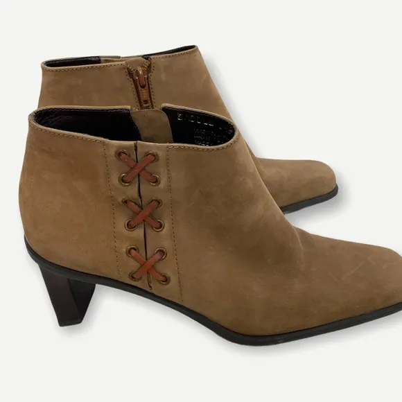 Etienne Aigner Tan Suede Side Lace Ankle Booties