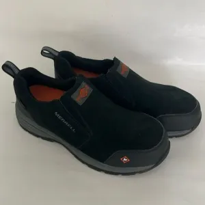EUC Merrell Work Jungle Moc Steel Toe Shoes Size 10M Black Suede Slip On