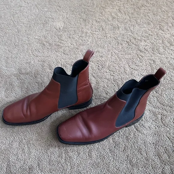 Everlane Brown Ankle Boots Booties with Elastic Panels
