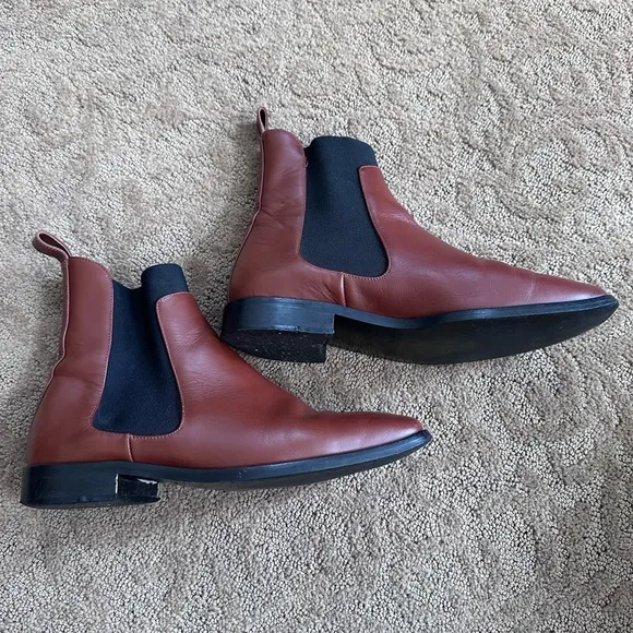 Everlane Brown Ankle Boots Booties with Elastic Panels