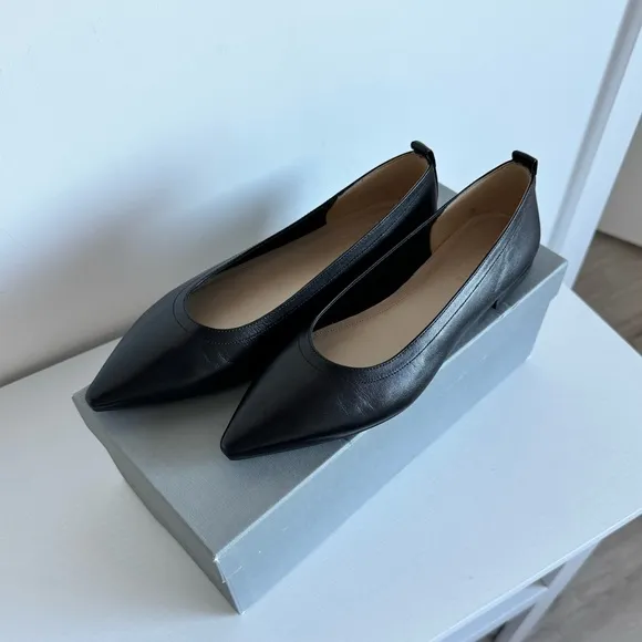 Everlane NWB 7.5 Black Leather 40 Hour Flats Pointed Toe