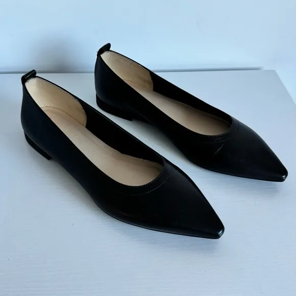 Everlane NWB 7.5 Black Leather 40 Hour Flats Pointed Toe