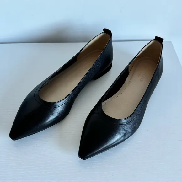 Everlane NWB 7.5 Black Leather 40 Hour Flats Pointed Toe