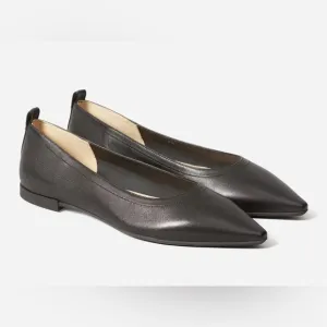 Everlane NWB 7.5 Black Leather 40 Hour Flats Pointed Toe