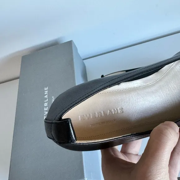 Everlane NWB 7.5 Black Leather 40 Hour Flats Pointed Toe